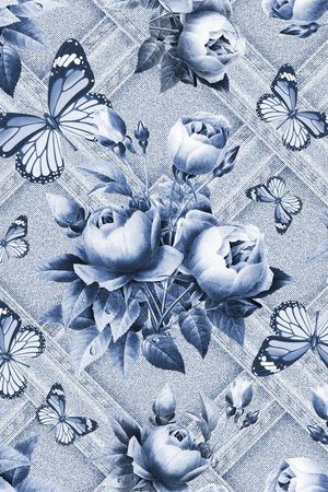 手绘玫瑰印花华亿平台图片