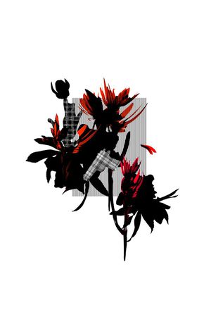 剪影创意时尚花印花华亿平台图片