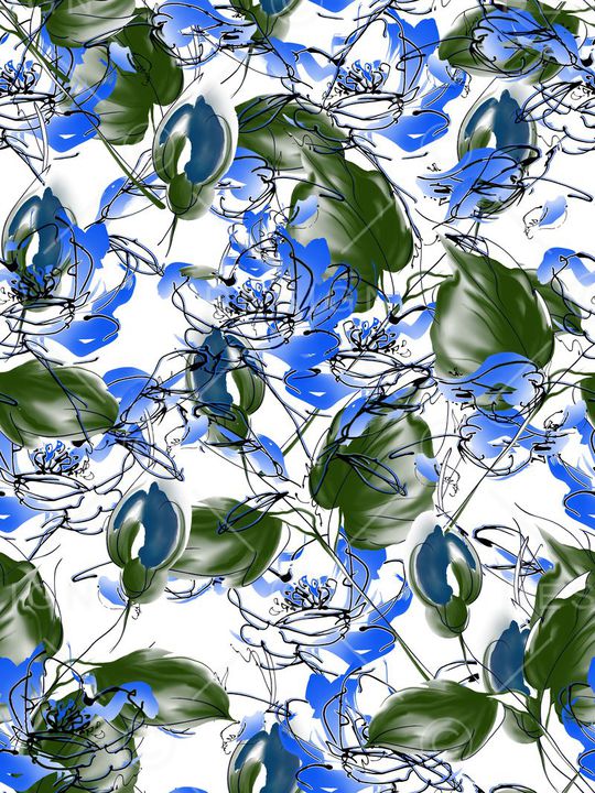 时尚、手绘、花卉印花华亿平台图片