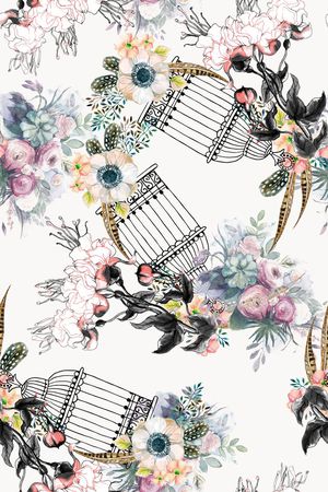 手绘花卉印花华亿平台图片