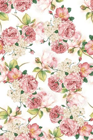 时尚抽象手绘玫瑰花花卉数码印花印花华亿平台图片