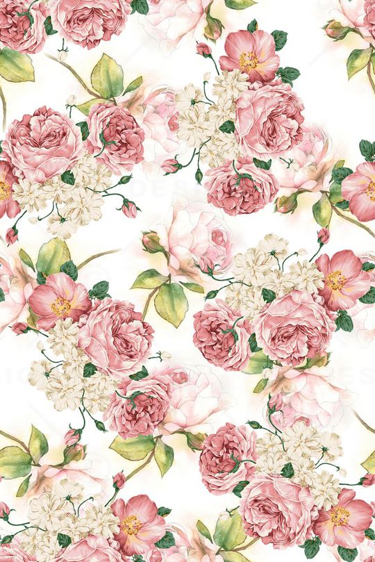 时尚抽象手绘玫瑰花花卉数码印花印花华亿平台图片