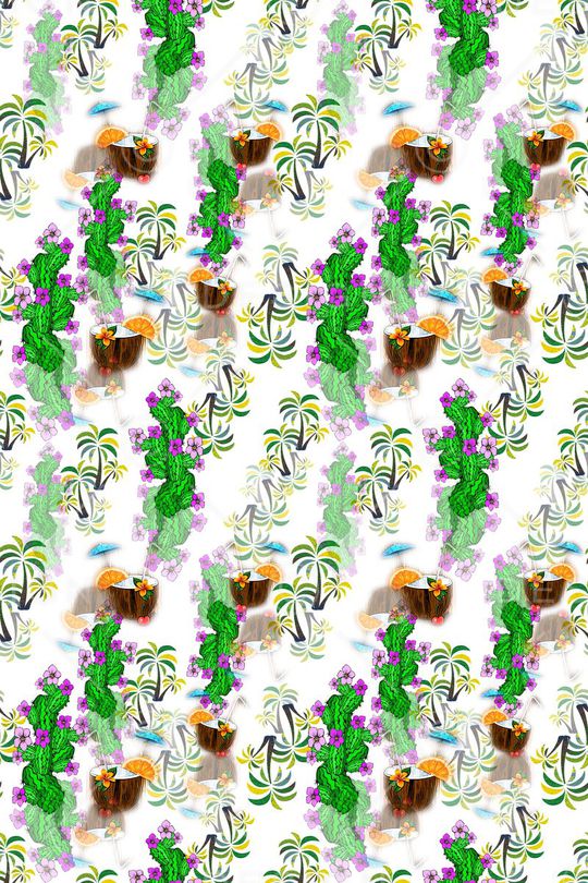 椰子树印花华亿平台图片