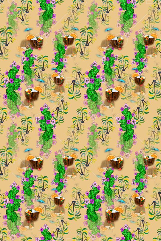 椰子树印花华亿平台图片