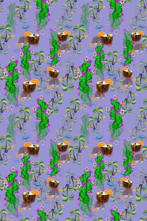 椰子树印花华亿平台图片