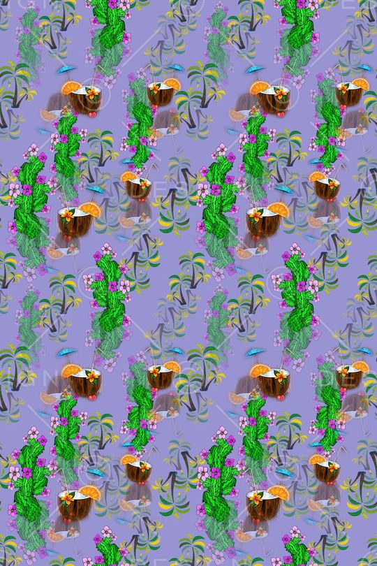 椰子树印花华亿平台图片