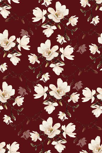 652234-桃花 枣红底