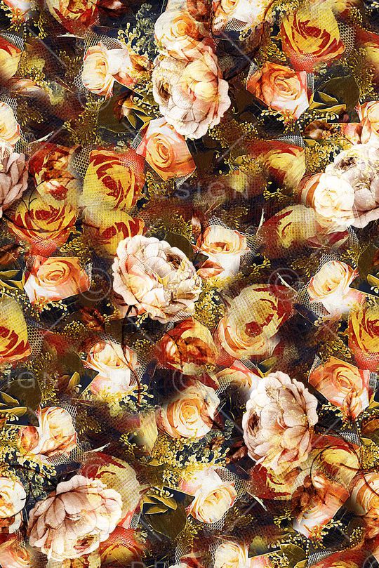 时尚抽象几何玫瑰花花卉数码印花印花华亿平台图片