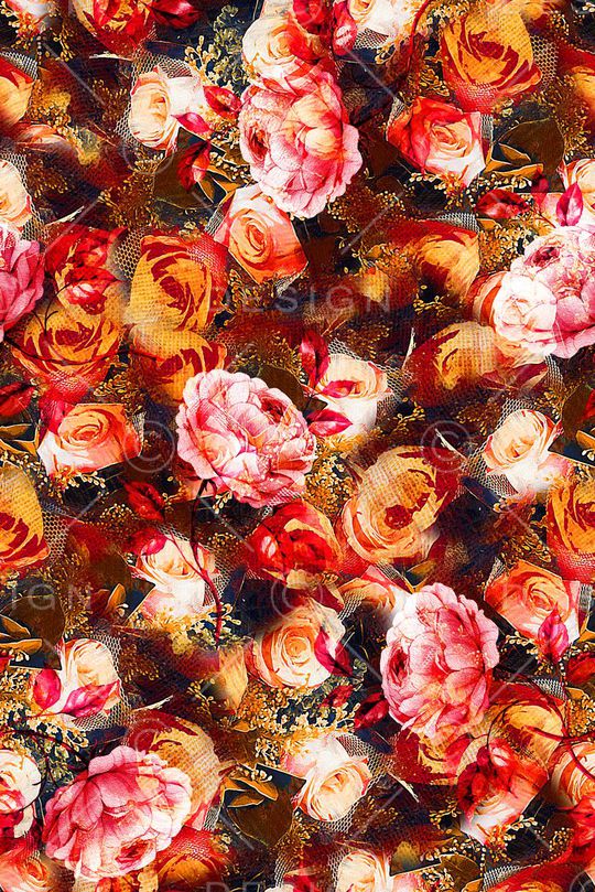 时尚抽象几何玫瑰花花卉数码印花印花华亿平台图片