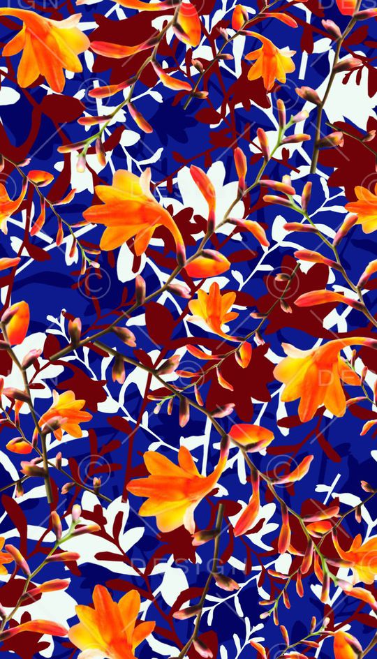 撞色花卉组合印花华亿平台图片