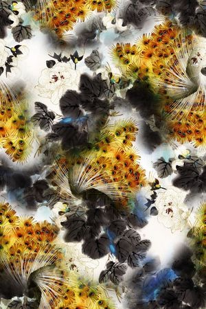 写意画印花华亿平台图片