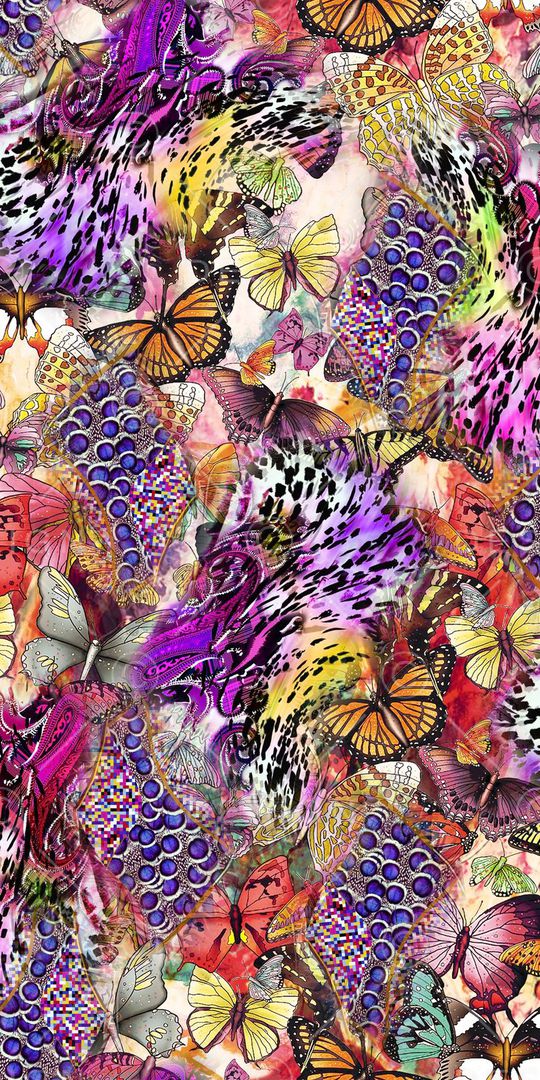 数码时尚炫彩豹纹蝴蝶底印花华亿平台图片