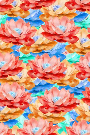 时尚抽象彩绘荷花铁皮数码印花印花华亿平台图片