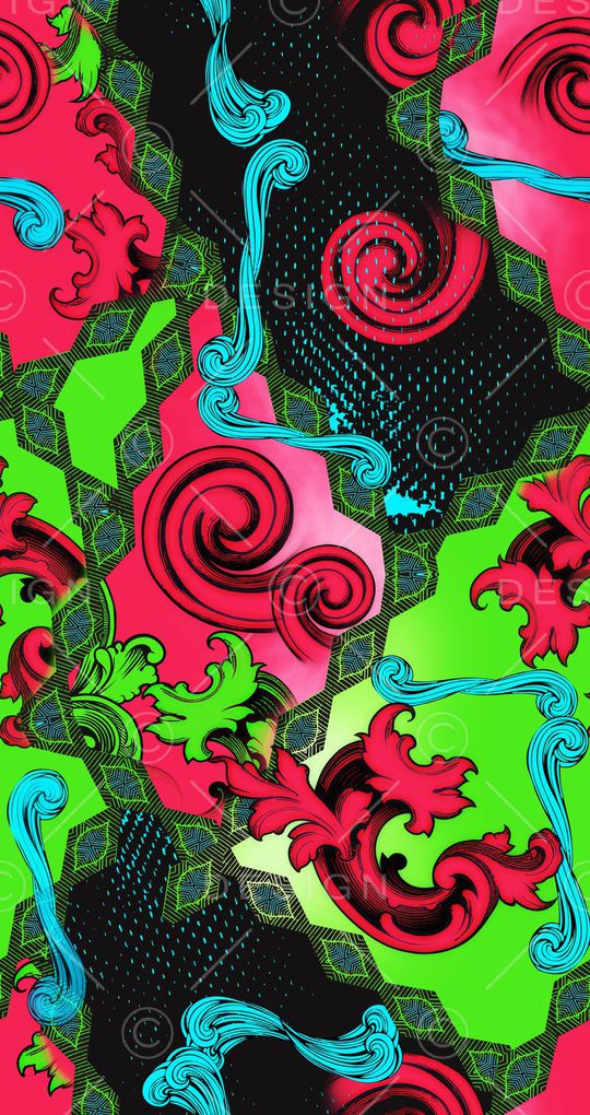 欧美时尚撞色拼块印花华亿平台图片