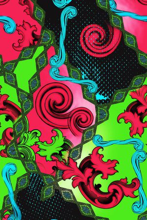 欧美时尚撞色拼块印花华亿平台图片