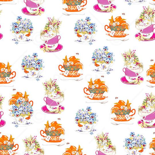 花卉杯子碟子印花华亿平台图片