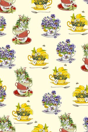 花卉杯子碟子印花华亿平台图片