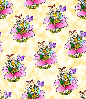 勤劳的小蜜蜂印花华亿平台图片