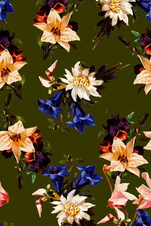 复古花卉印花华亿平台图片