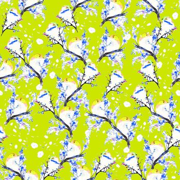 653439-梅花小鸟花瓣黄