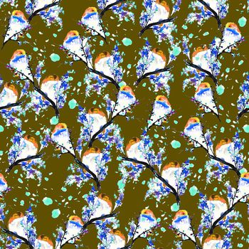 653441-梅花小鸟花瓣蓝咔