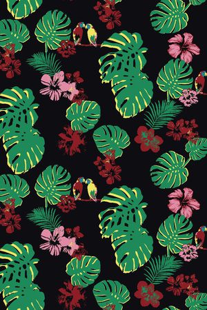 热带花卉印花华亿平台图片