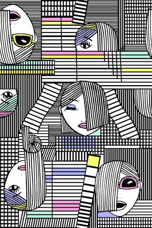 几何与人像系列印花华亿平台图片