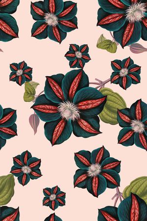 抽象手绘满版花卉印花华亿平台图片