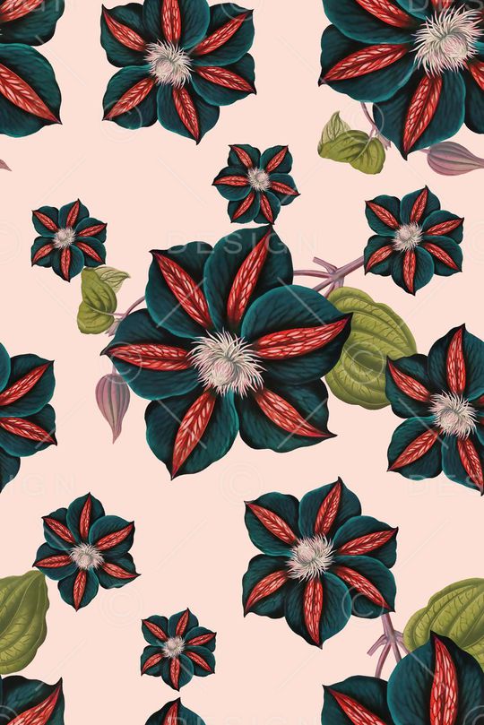 抽象手绘满版花卉印花华亿平台图片