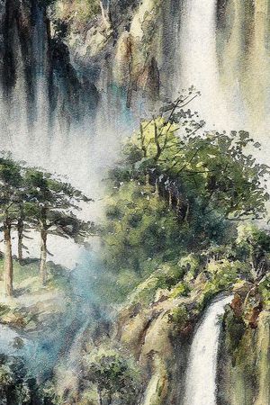 水彩抽象朦胧效果墨迹印花华亿平台图片