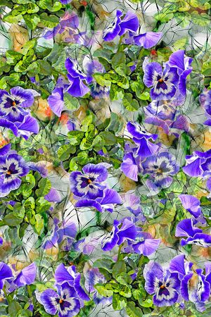 时尚抽象手绘水彩画花卉数码印花印花华亿平台图片