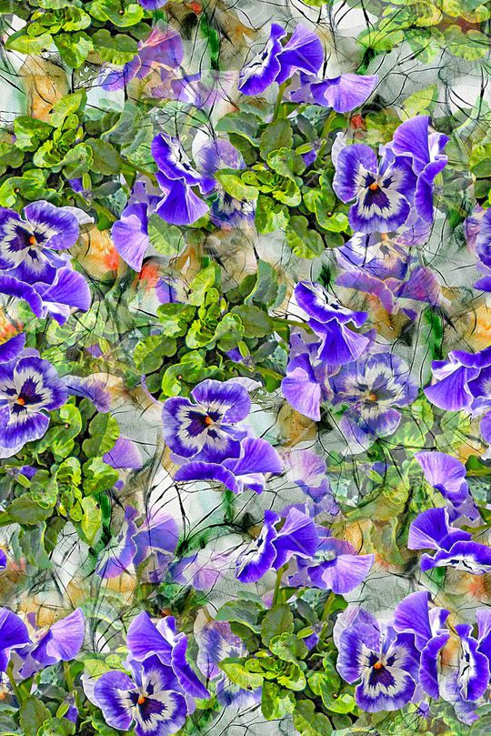 时尚抽象手绘水彩画花卉数码印花印花华亿平台图片