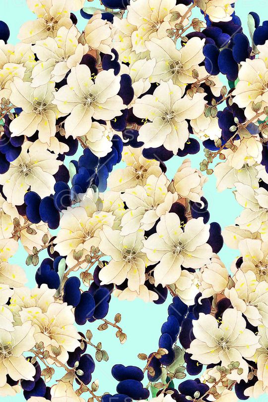 工笔画印花华亿平台图片