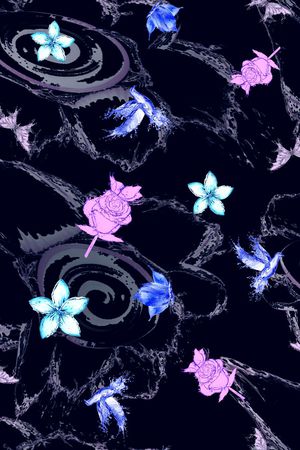 水之花鸟印花华亿平台图片