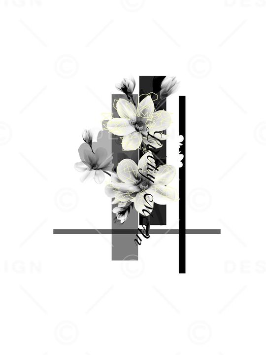 唯美花朵结合几何拼贴印花华亿平台图片