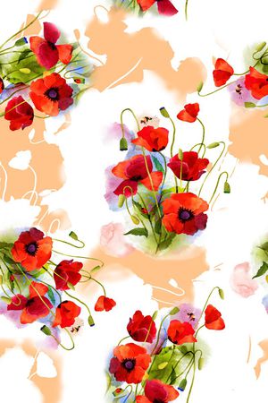 罂粟花印花华亿平台图片