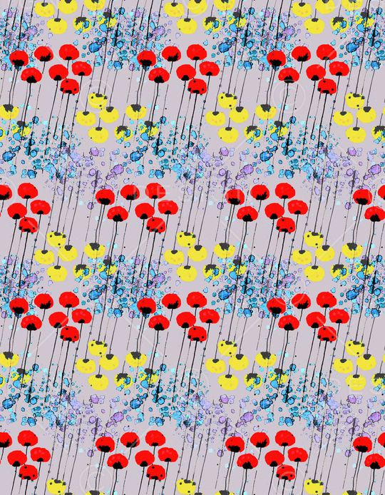 水彩花卉印花华亿平台图片