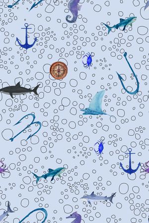 水彩鲨鱼印花华亿平台图片