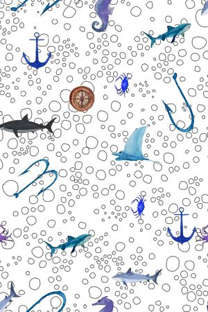 水彩鲨鱼印花华亿平台图片