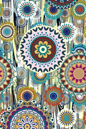 圆形花纹印花华亿平台图片