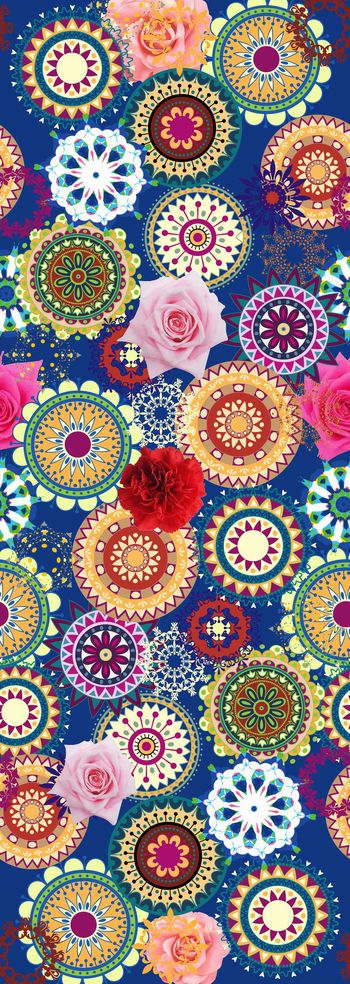 654368-花朵圆形花纹　