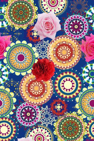 圆形花纹印花华亿平台图片