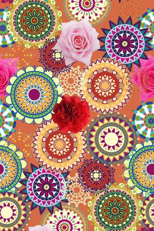 圆形花纹印花华亿平台图片