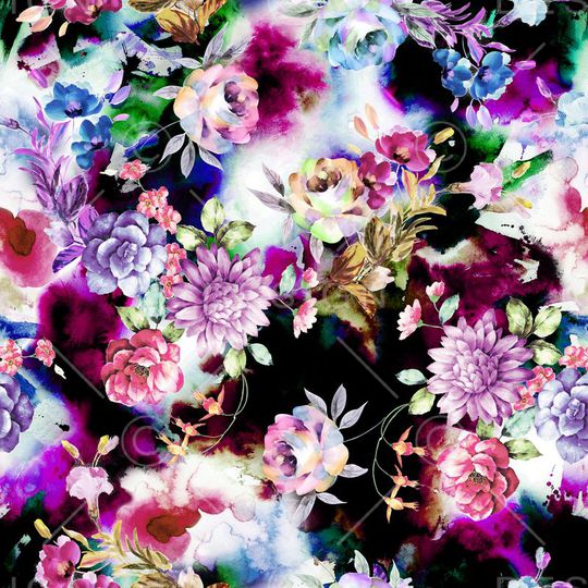 时尚数码手绘花女装花卉印花华亿平台图片