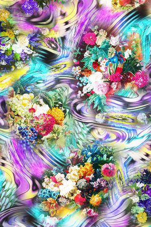 时尚女装数码抽象油画花卉印花华亿平台图片