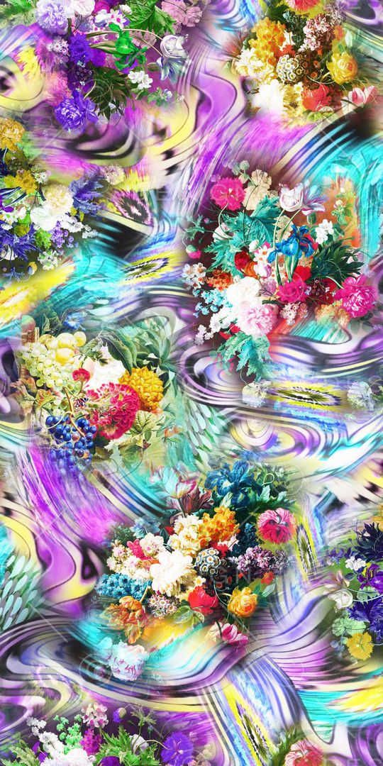 时尚女装数码抽象油画花卉印花华亿平台图片