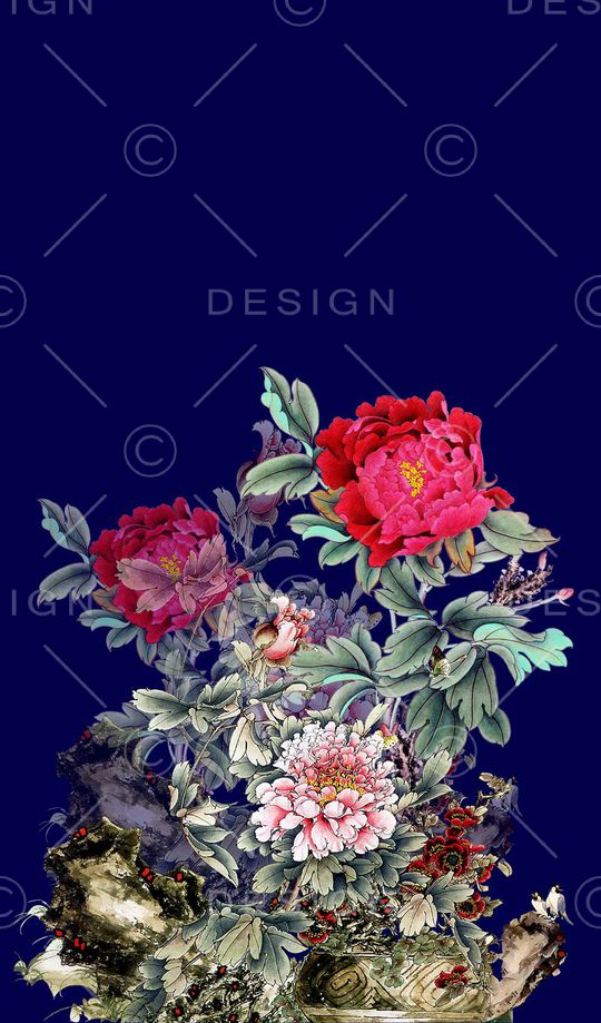 时尚潮流女装裙子定位工笔画印花印花华亿平台图片