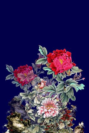 时尚潮流女装裙子定位工笔画印花印花华亿平台图片