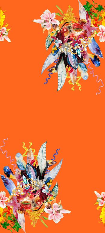 654566-时尚面具羽毛花卉珠宝 丝带宝石--