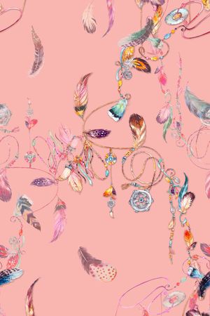 手绘羽毛印花华亿平台图片